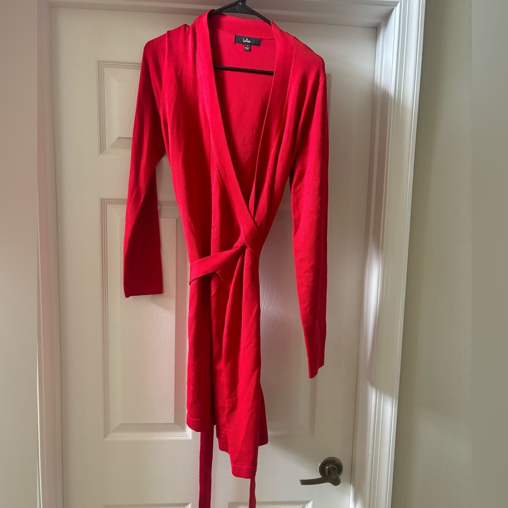 Red wrap dress